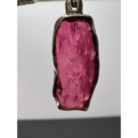 NEW Rubellite pink tourmaline sterling silver pendant 2.71 grams - Picture 1 of 9